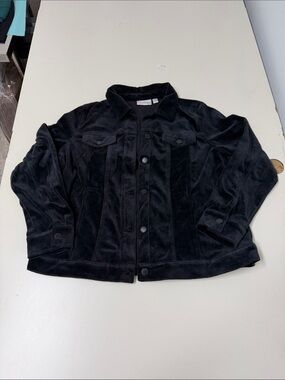 Belle by Kim Gravel Black Velour Jean Jacket